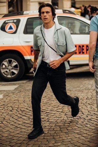 С чем носить мятную рубашку с коротким рукавом мужчине