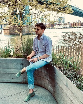 С чем носить мятные замшевые ботинки дезерты