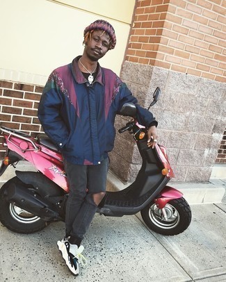 С чем носить разноцветную шапку мужчине