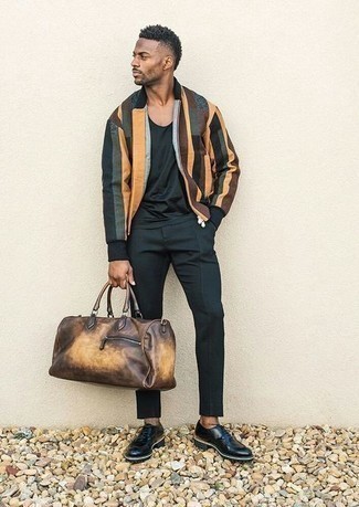 Какие оксфорды носить с разноцветным бомбером