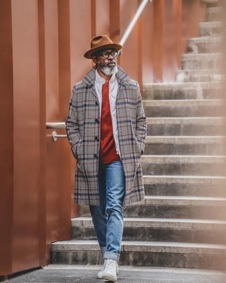 С чем носить разноцветное длинное пальто