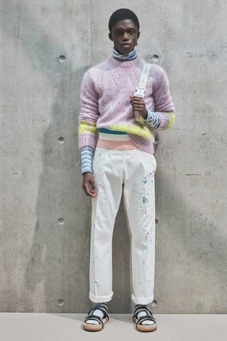 С чем носить разноцветный свитер мужчине