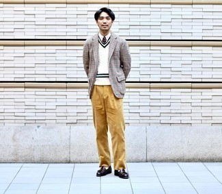 С чем носить разноцветный шерстяной пиджак мужчине