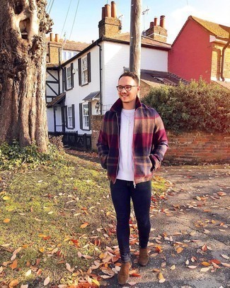 С чем носить разноцветную шерстяную куртку харрингтон