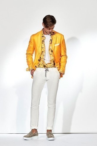 Какие лоферы носить с горчичным пиджаком мужчине