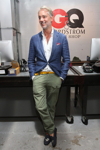 С чем носить горчичный ремень из плотной ткани мужчине