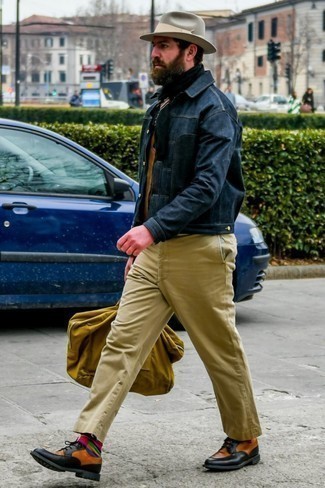 С чем носить горчичный кардиган мужчине