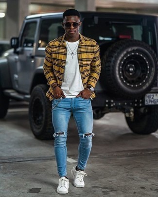 С чем носить горчичную куртку харрингтон