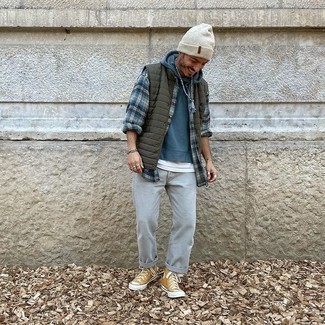 Какие джинсы носить с горчичными высокими кедами мужчине