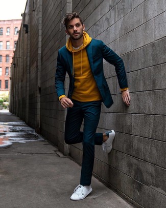 С чем носить горчичный худи мужчине