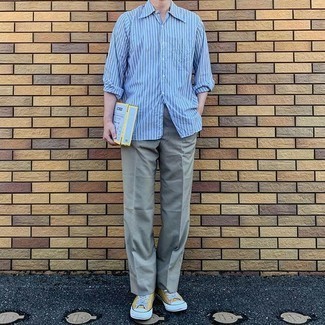 С чем носить горчичные низкие кеды мужчине