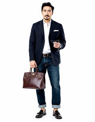 С чем носить темно-сине-зеленую куртку мужчине