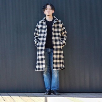 С чем носить темно-сине-зеленые лоферы мужчине