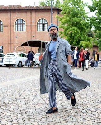 С чем носить темно-сине-зеленые лоферы мужчине