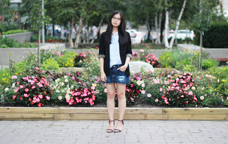 С чем носить темно-сине-зеленую мини-юбку