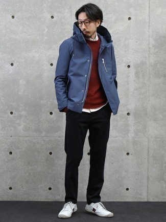 С чем носить темно-сине-зеленую ветровку мужчине