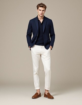 Какие лоферы носить с темно-сине-красным пиджаком мужчине