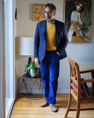 Какие броги носить с темно-сине-белым пиджаком