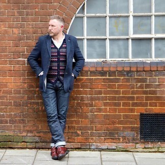 Какие туфли дерби носить с темно-сине-белым пиджаком