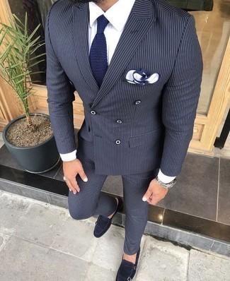 С чем носить темно-сине-белые монки