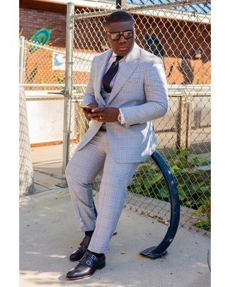 С чем носить темно-сине-белые монки