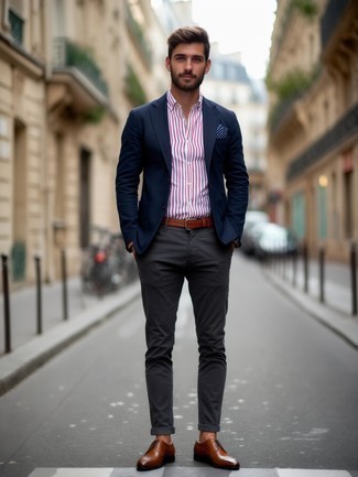 Какие туфли дерби носить с темно-синим пиджаком