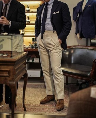 Какие туфли дерби носить с темно-синим пиджаком