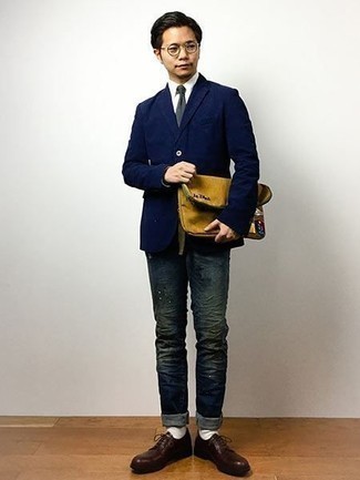 Какие туфли дерби носить с темно-синим пиджаком