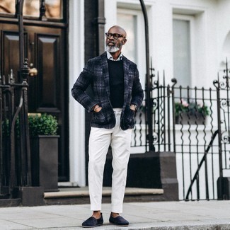 Какие эспадрильи носить с темно-синим пиджаком мужчине