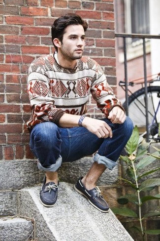 Какие джинсы носить с темно-синими топсайдерами