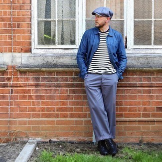 С чем носить темно-синие ботинки мужчине