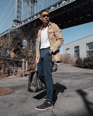 Какие броги носить с темно-синими брюками чинос