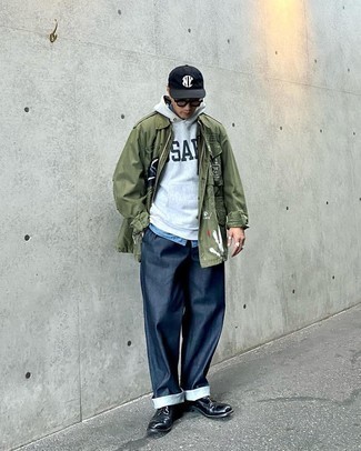 С чем носить темно-синие брюки чинос