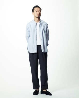 Какие лоферы носить с темно-синими брюками чинос