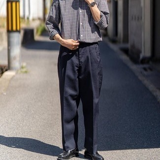 Какие лоферы носить с темно-синими брюками чинос