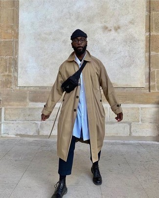 Какие плащи носить с темно-синими брюками чинос