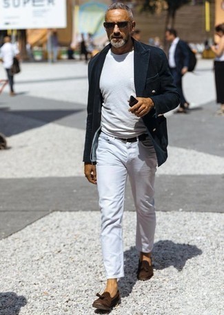 С чем носить темно-синий вельветовый пиджак мужчине