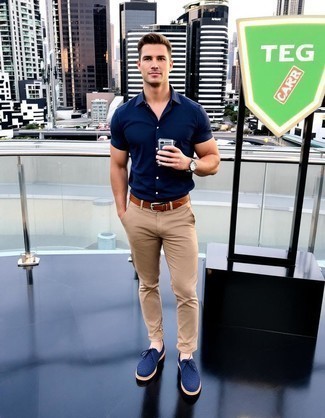 С чем носить темно-синие туфли дерби