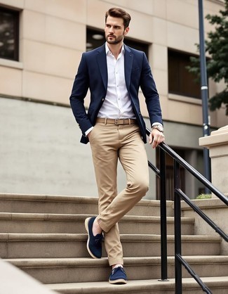 С чем носить темно-синие туфли дерби