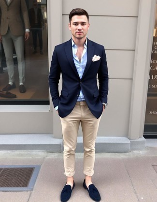 С чем носить темно-синие туфли мужчине