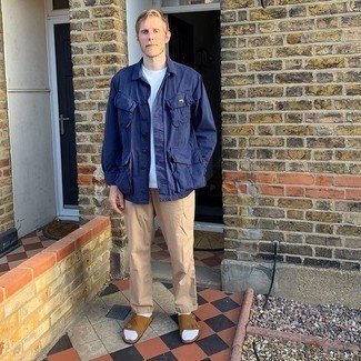 С чем носить темно-синюю полевую куртку