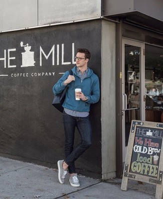 С чем носить темно-синий худи мужчине