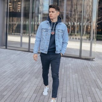 С чем носить темно-синий худи мужчине