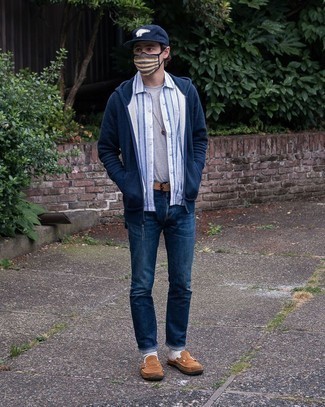 С чем носить темно-синий худи мужчине