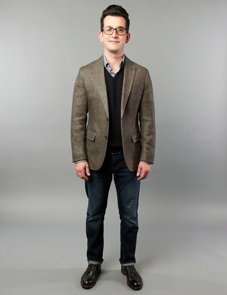 Какие пиджаки носить с темно-синими джинсами мужчине