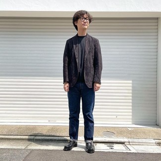 Какие броги носить с темно-синими джинсами