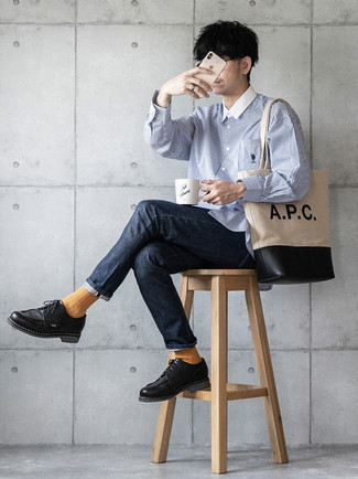 Какие туфли дерби носить с темно-синими джинсами