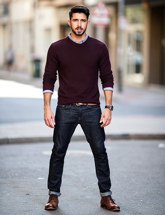 Какие ботинки дезерты носить с темно-синими джинсами