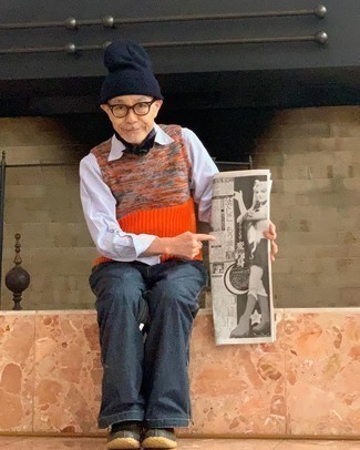 Какой зимние ботинки носить с темно-синими джинсами мужчине