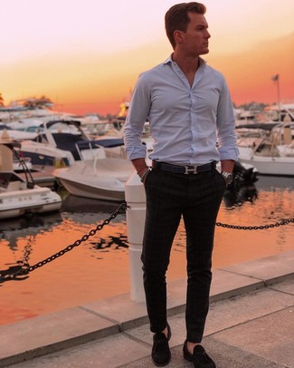 С чем носить темно-синий кожаный ремень мужчине